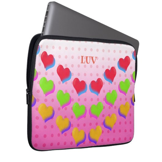 Design für Retro-Herzen Laptopschutzhülle (Vorne Rechts)