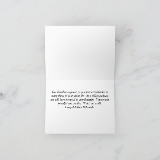 Design für Schwarz Debutante in Weiß & Aquamarin Karte (Innenseite)