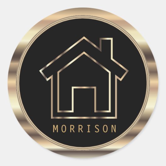 Design für Schwarz- und Goldmetall Runder Aufkleber (Vorderseite)