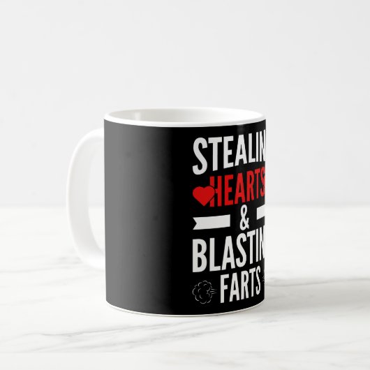 Design für Stechen von Furzen und Blasten Kaffeetasse (Vorderseite Links)