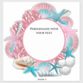 Design für tropische Themen in Rosa und Blau Aufkleber (Blatt)