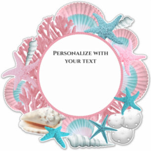 Design für tropische Themen in Rosa und Blau Aufkleber