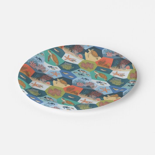 Design für Unterwasser-Kreaturen Pappteller (Schrägansicht)