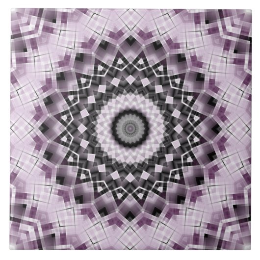 Design für Violet und Schwarz Geometrisches Mandal Fliese (Vorderseite)