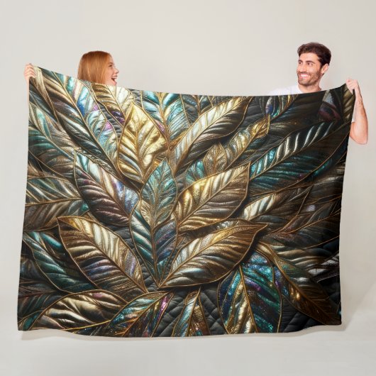 Design gequilter irrisierender Blätter Fleecedecke (Beispiel)
