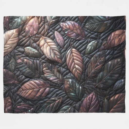 Design gequilter irrisierender Blätter Fleecedecke (Vorderseite (Horizontal))