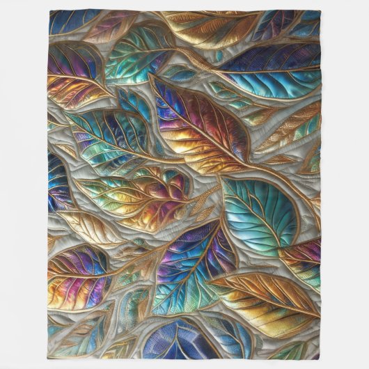 Design gequilter irrisierender Blätter Fleecedecke (Vorderseite)