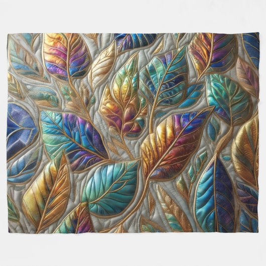 Design gequilter irrisierender Blätter Fleecedecke (Vorderseite (Horizontal))