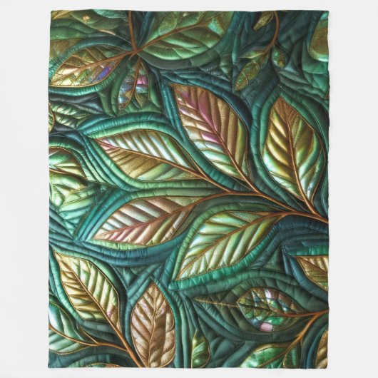 Design gequilter irrisierender Blätter Fleecedecke (Vorderseite)