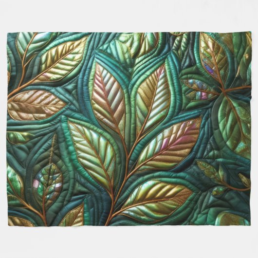 Design gequilter irrisierender Blätter Fleecedecke (Vorderseite (Horizontal))