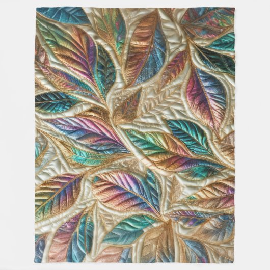 Design gequilter irrisierender Blätter Fleecedecke (Vorderseite)