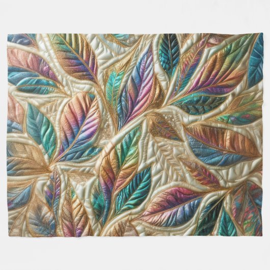 Design gequilter irrisierender Blätter Fleecedecke (Vorderseite (Horizontal))
