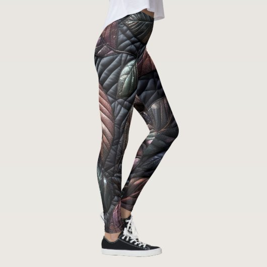 Design gequilter irrisierender Blätter Leggings (Rechts)