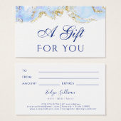 Design-Geschenkkarte für blauen Marmor (Vorne & Hinten)