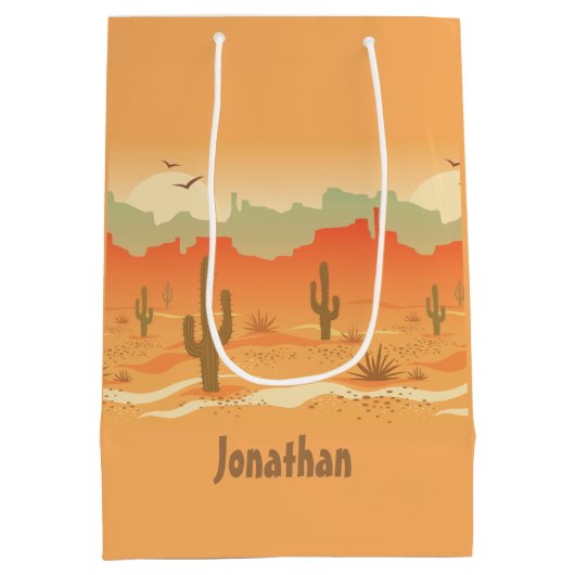 Design-Geschenktasche für Wüstenlandschaften Mittlere Geschenktüte (Rückseite)