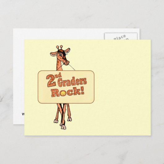 Design Giraffe "2nd Graders Rock" Postkarte (Vorne/Hinten)