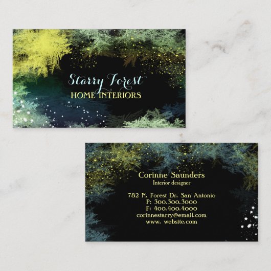 Design Glittering Forest Interior Visitenkarte (Vorne/Hinten)