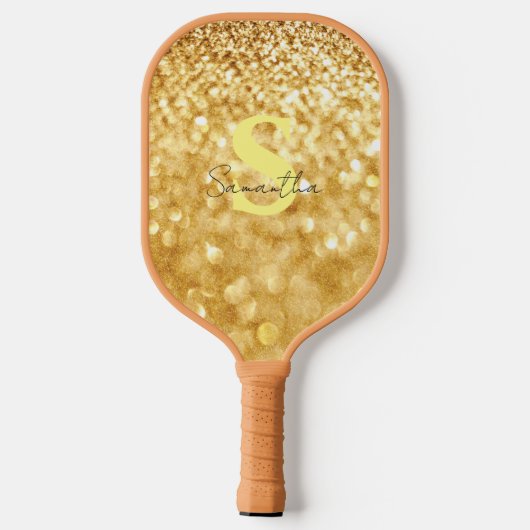 Design Gold Glitzer Elegant und stilvoller individ Pickleball Schläger (Rückseite)