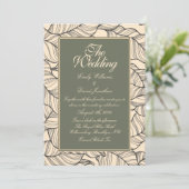 Design Green Blätter Line Art Einladung (Stehend Vorderseite)