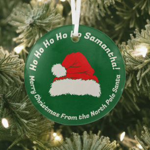 Design Grün Ho ho ho Santa Frohe Weihnachten Ornament Aus Glas
