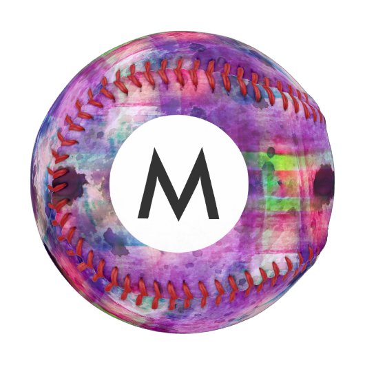 Design grün, lila Textur Aquarell Baseball (Vorderseite Links)