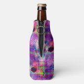 Design grün, lila Textur Aquarell Flaschenkühler (Flasche Rückseite)