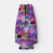 Design grün, lila Textur Aquarell Flaschenkühler (Rückseite)