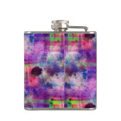 Design grün, lila Textur Wasserfarbe Flachmann (Rückseite)