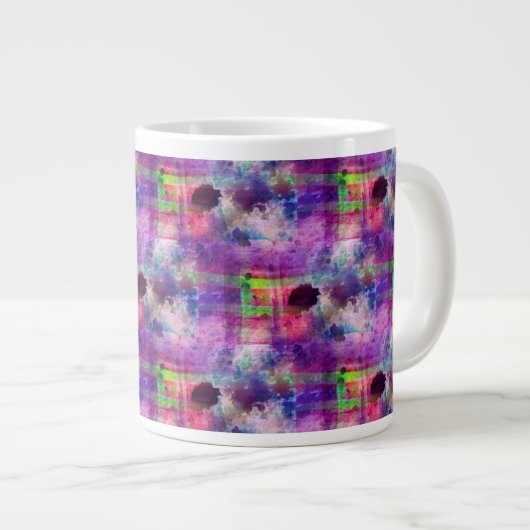 Design grün, lila Textur Wasserfarbe Jumbo-Tasse (Vorderseite Rechts)