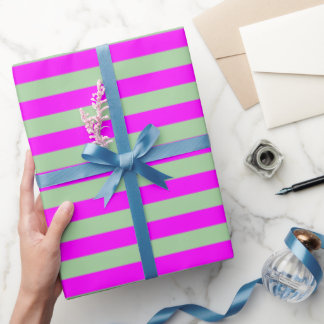 Design Grün-rosa Streifenmuster Modernes Design Geschenkpapier