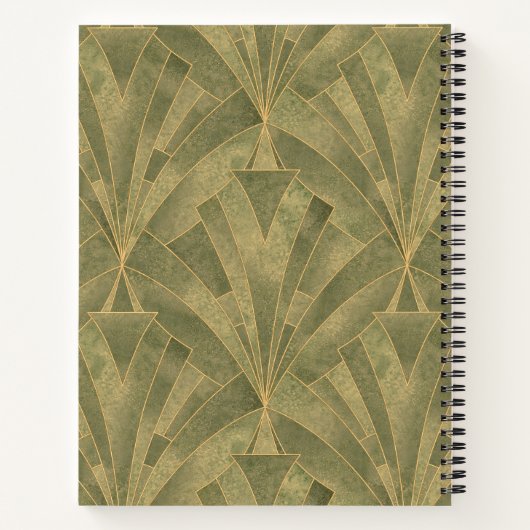 Design Grün und Gold Art Deco Muster Notizblock (Rückseite)