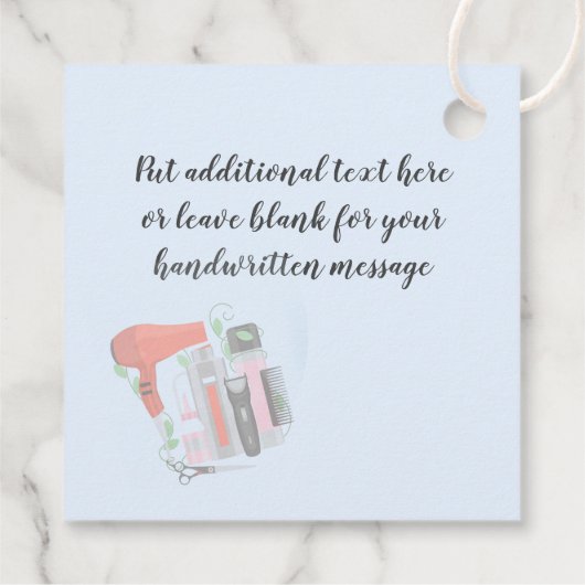 Design-Günstige-Karte für Haarstyling-Tools Geschenkanhänger (Rückseite)