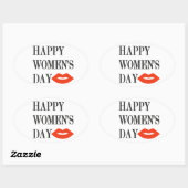 Design Happy Women's Day Funny Ovaler Aufkleber (Blatt)
