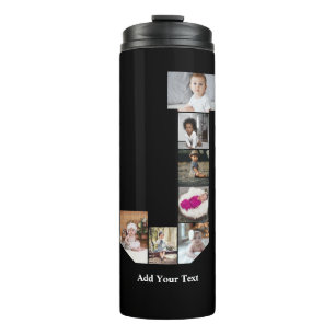 Design Ihres eigenen Letter J Foto Collage Poster Thermosbecher