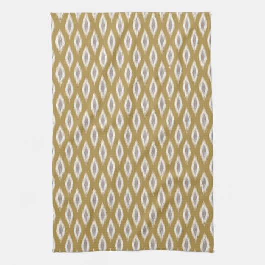 Design Ikat aus dem Mittelalter in Gold und Grau Geschirrtuch (Vertikal)