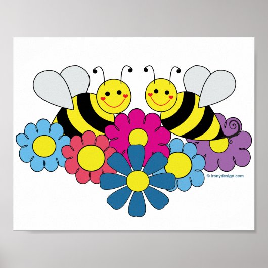 Design-Illustration für Bienen und Blume Poster (Vorne)