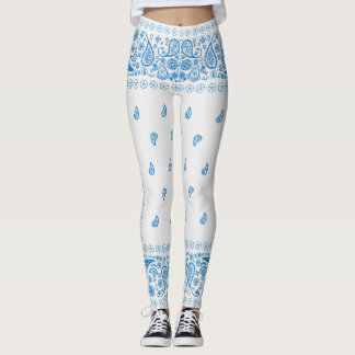 Design in Weiß und Blau (Paisley) Leggings