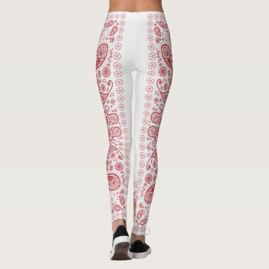 Design in Weiß und Rot Leggings (Rückseite)