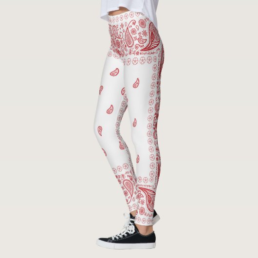Design in Weiß und Rot Leggings (Links)