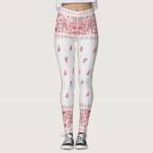 Design in Weiß und Rot Leggings (Vorderseite)