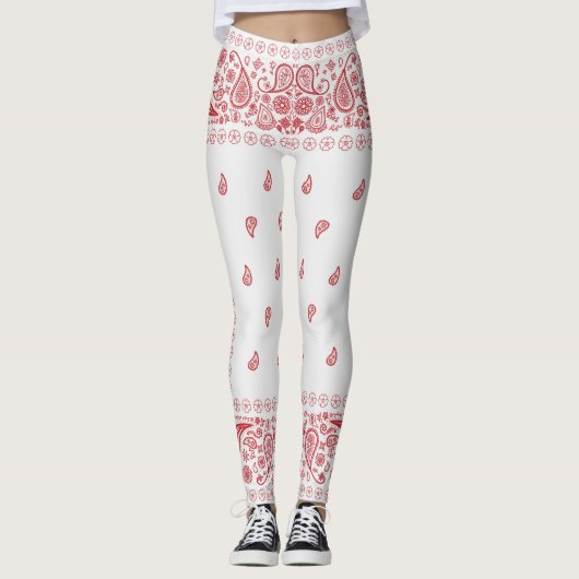 Design in Weiß und Rot Leggings (Vorderseite)