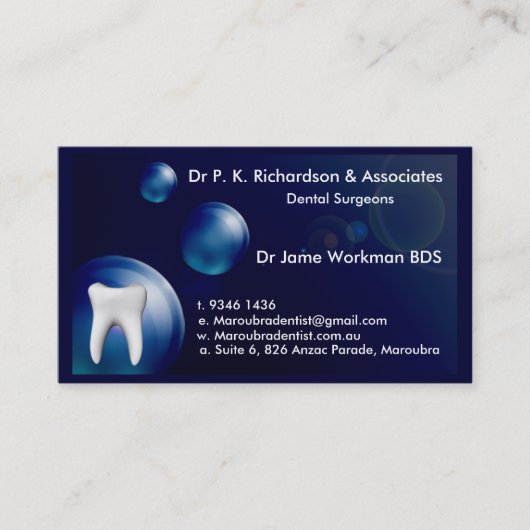 Design-Karte Dental Art Blue Bubble Terminkarte (Vorderseite)