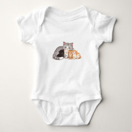 Design - Kitten Family Cuddle Portrait - T-Shirt  Baby Strampler