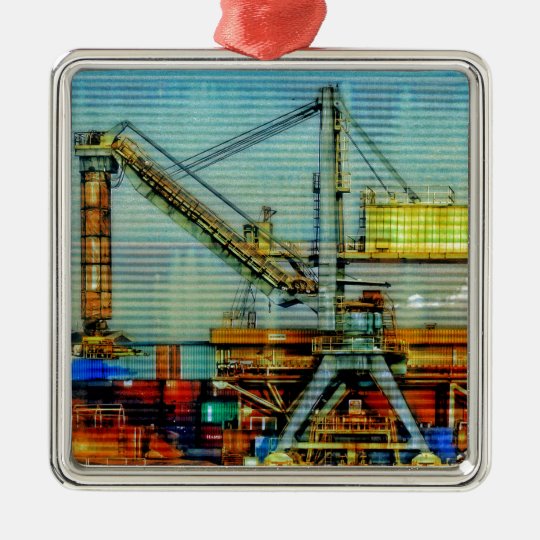 Design Kran Quadratisches Silberfarbenes Ornament