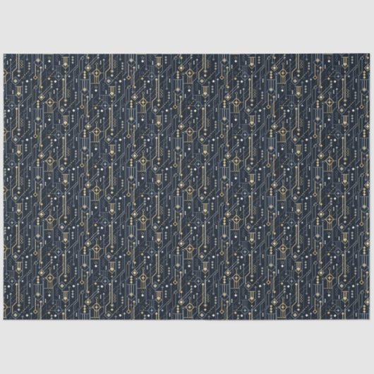 Design Luxus Geometric Blau und Gold Art Decoupage Seidenpapier (Vorderseite)