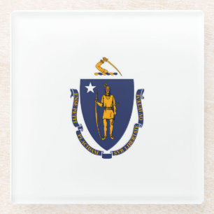 Design Massachusetts Staatsflagge Dekor Glasuntersetzer