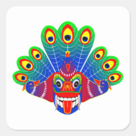 Design Mayura raksha (Sri Lanka peacock devil) Quadratischer Aufkleber
