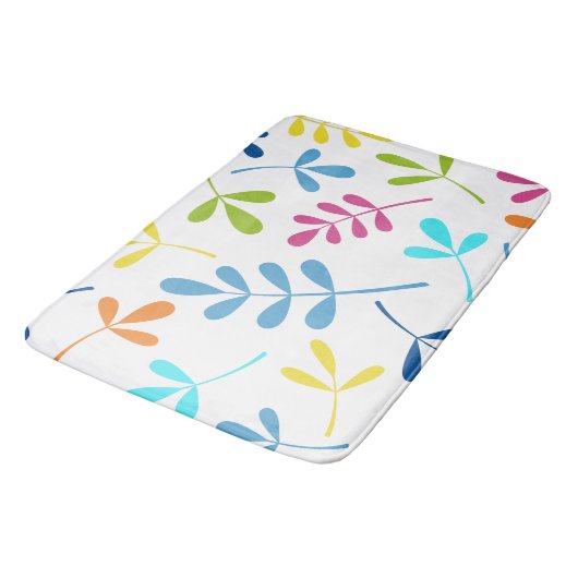 Design mehrfarbiger großer Blätter Badematte (Schrägansicht)