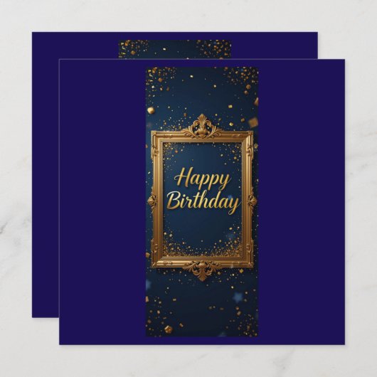 Design mit goldenem Rahmen auf marineblau (Vorne/Hinten)