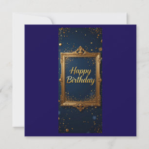 Design mit goldenem Rahmen auf marineblau
